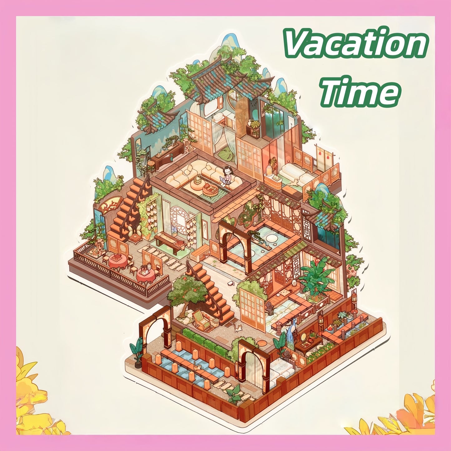 Dream House 3D Sticker | 4 Cute Miniature Scenes