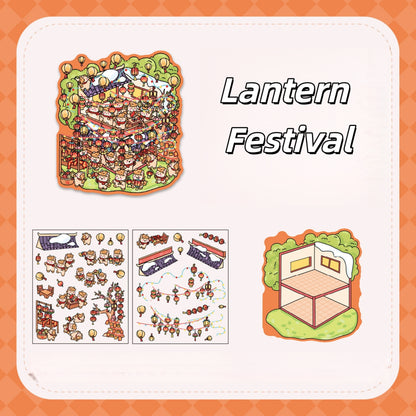 Good Luck New Year 3D Sticker | 4 Cute Miniature Scenes