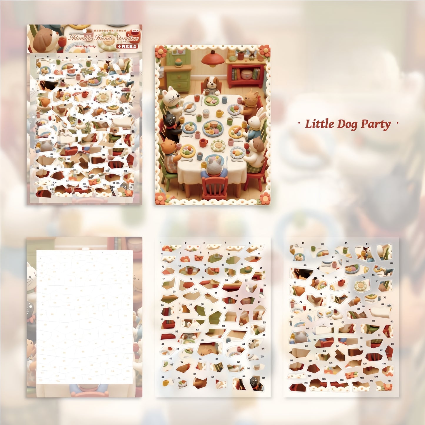 Cute Friends Story-telling Session 3D Sticker | 3 Cute Miniature Scenes