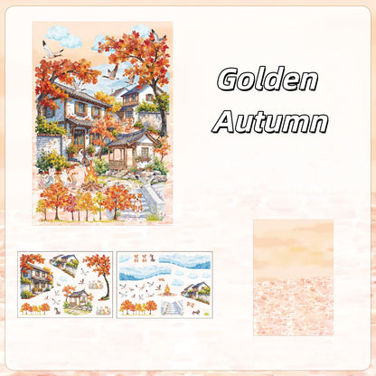 Four Seasons House 3D Sticker | 4 Cute Miniature Scene