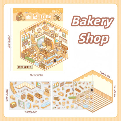 Paw's Shop 3D Sticker | 4 Cute Miniature Scenes