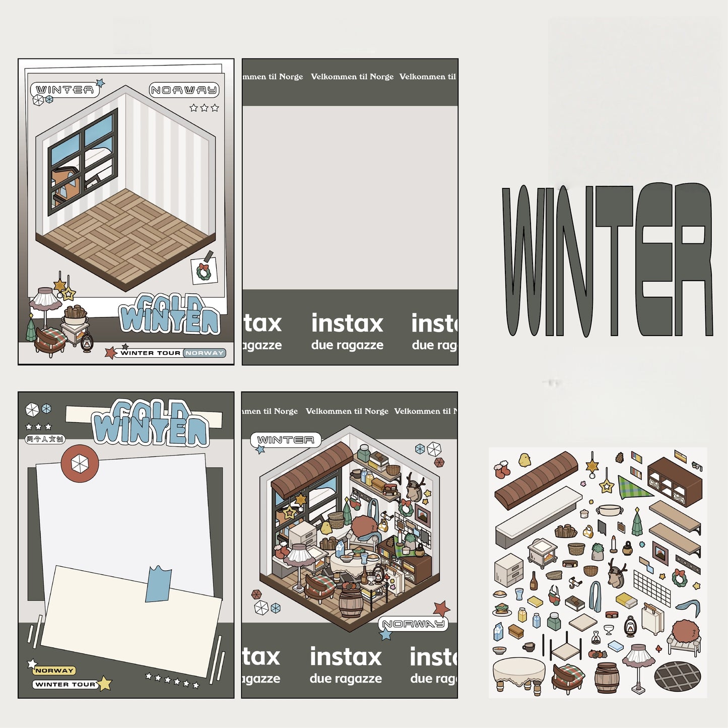 Travel Journal 3D Sticker | 4 Cute Miniature Scenes