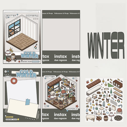 Travel Journal 3D Sticker | 4 Cute Miniature Scenes