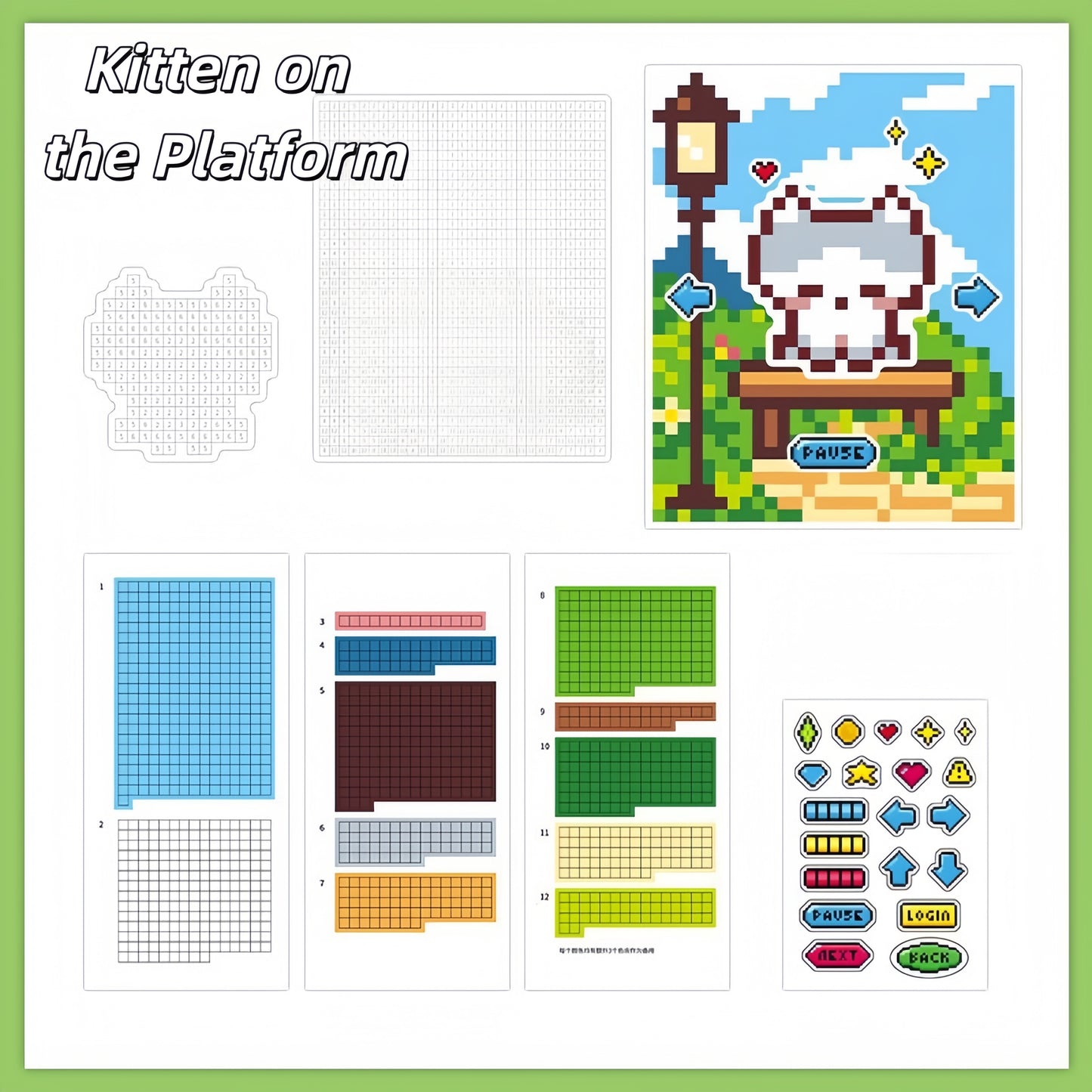 Pixel Bead 3D Sticker | 4 Cute Miniature Scene