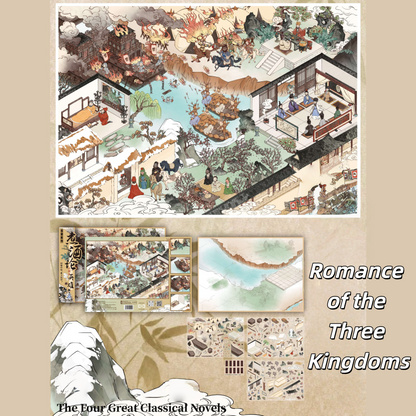 The Four Great Classical Novels 3D Sticker | 4 Cute Miniature Scenes