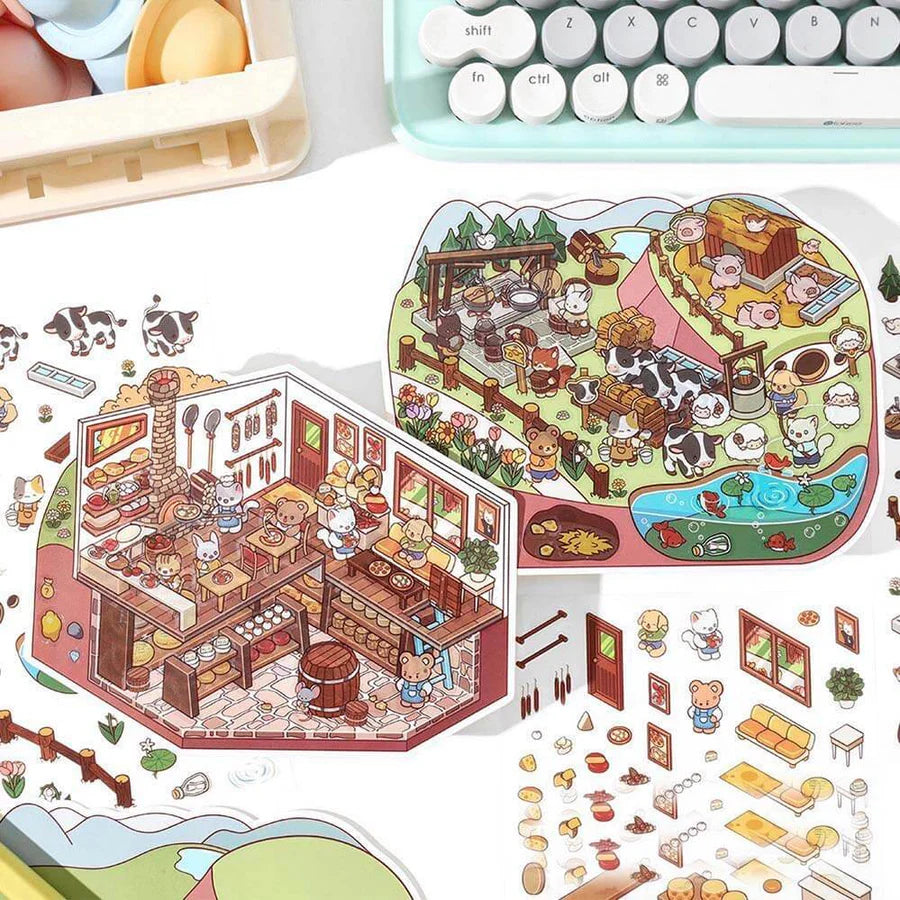Little Wonder Rooms 3D Sticker | 4 Cute Miniature Scenes