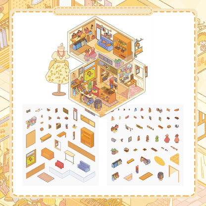 Retro Shop 3D Sticker | 3 Cute Miniature Scenes