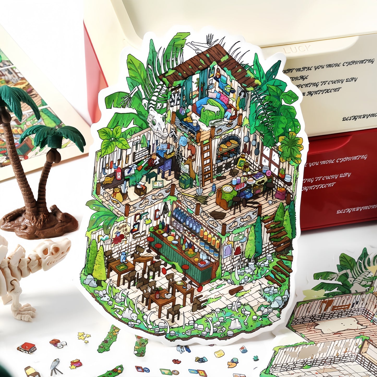 Curious Realms 3D Sticker | 4 Cute Miniature Scenes