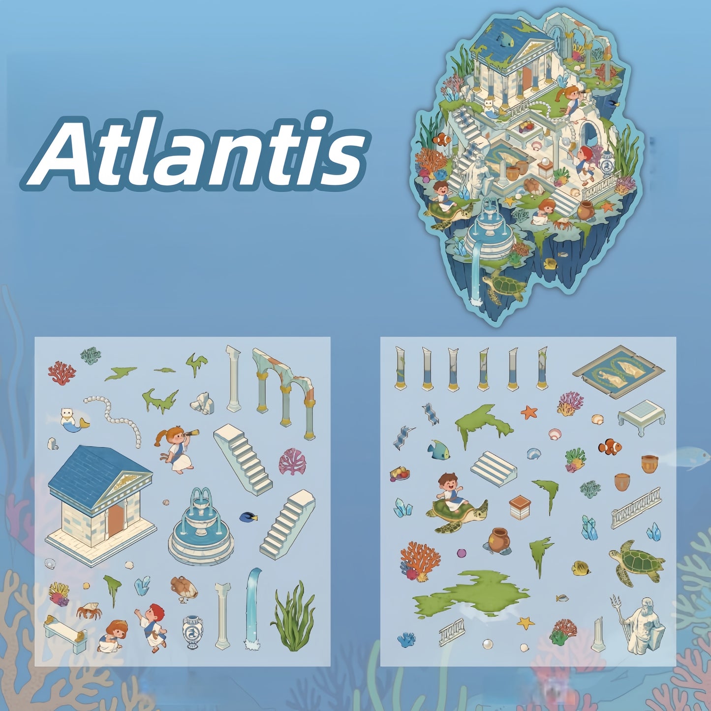 Time Travel 3D Sticker | 4 Cute Miniature Scenes