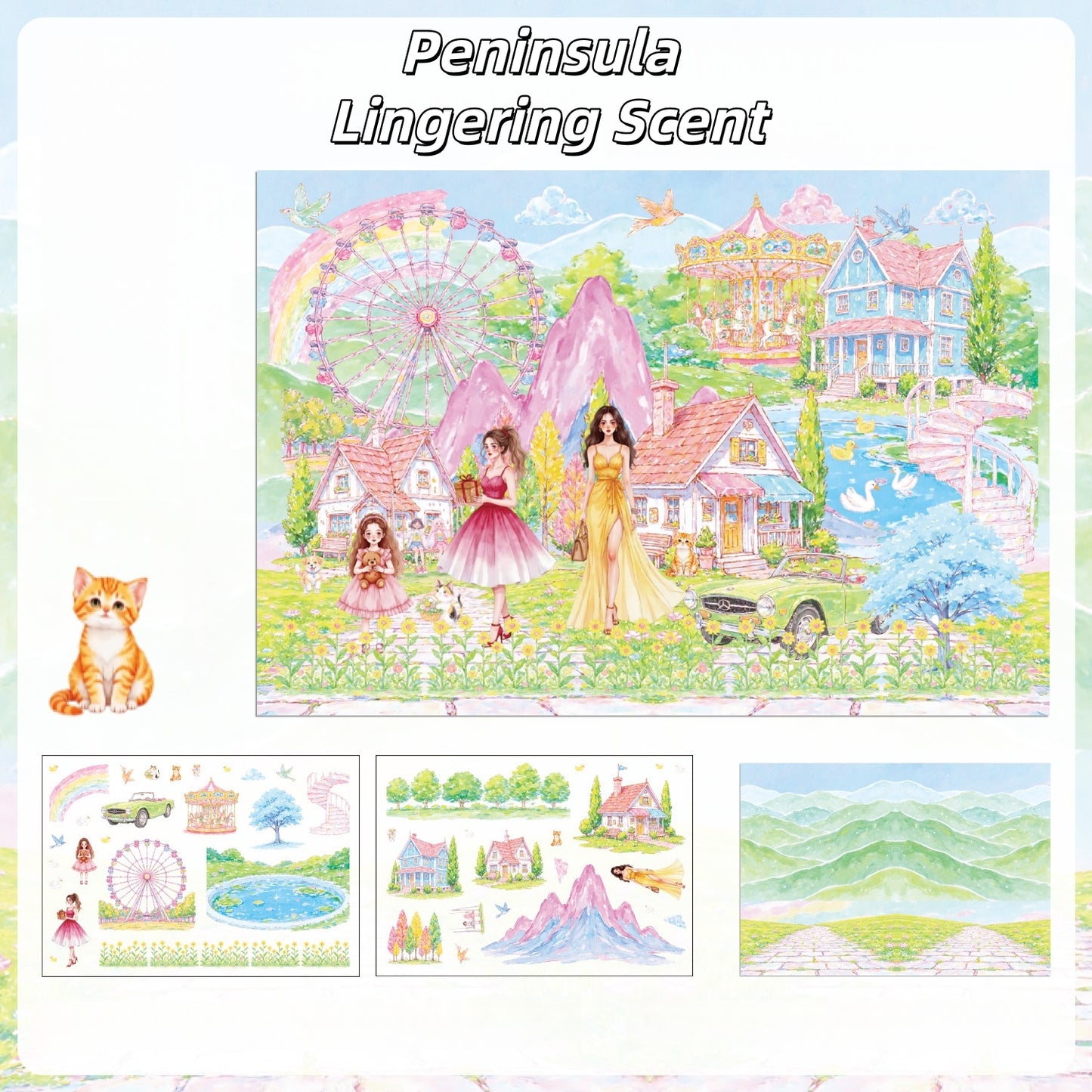 Scented Veil 3D Sticker | 4 Cute Miniature Scenes