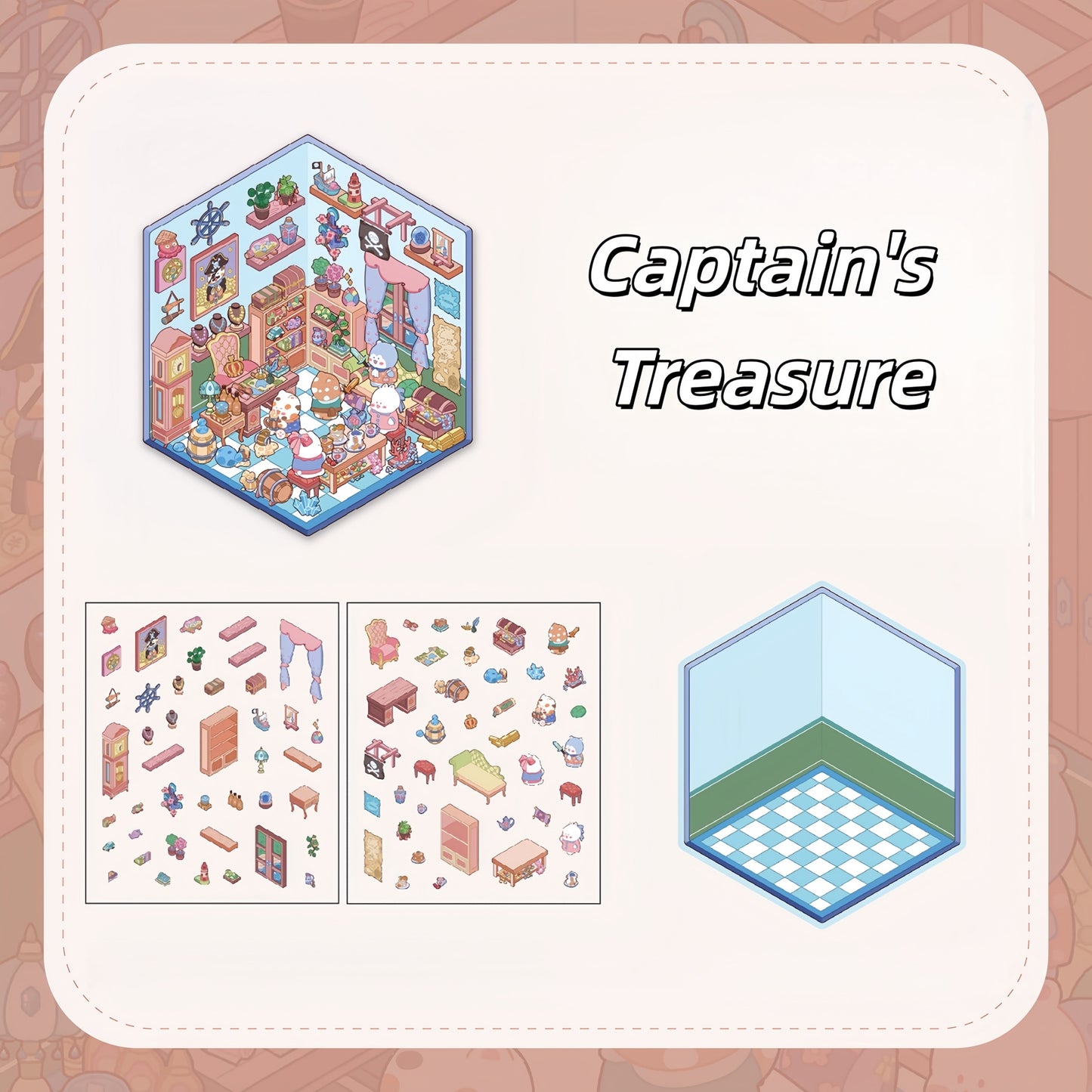 The Cat's Secret Room 3D Sticker | 4 Cute Miniature Scenes