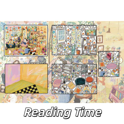 Reading Time & Tea Time 3D Sticker | 2 Cute Miniature Scenes