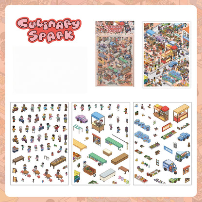 Dream Life 3D Sticker | 4 Cute Miniature Scenes