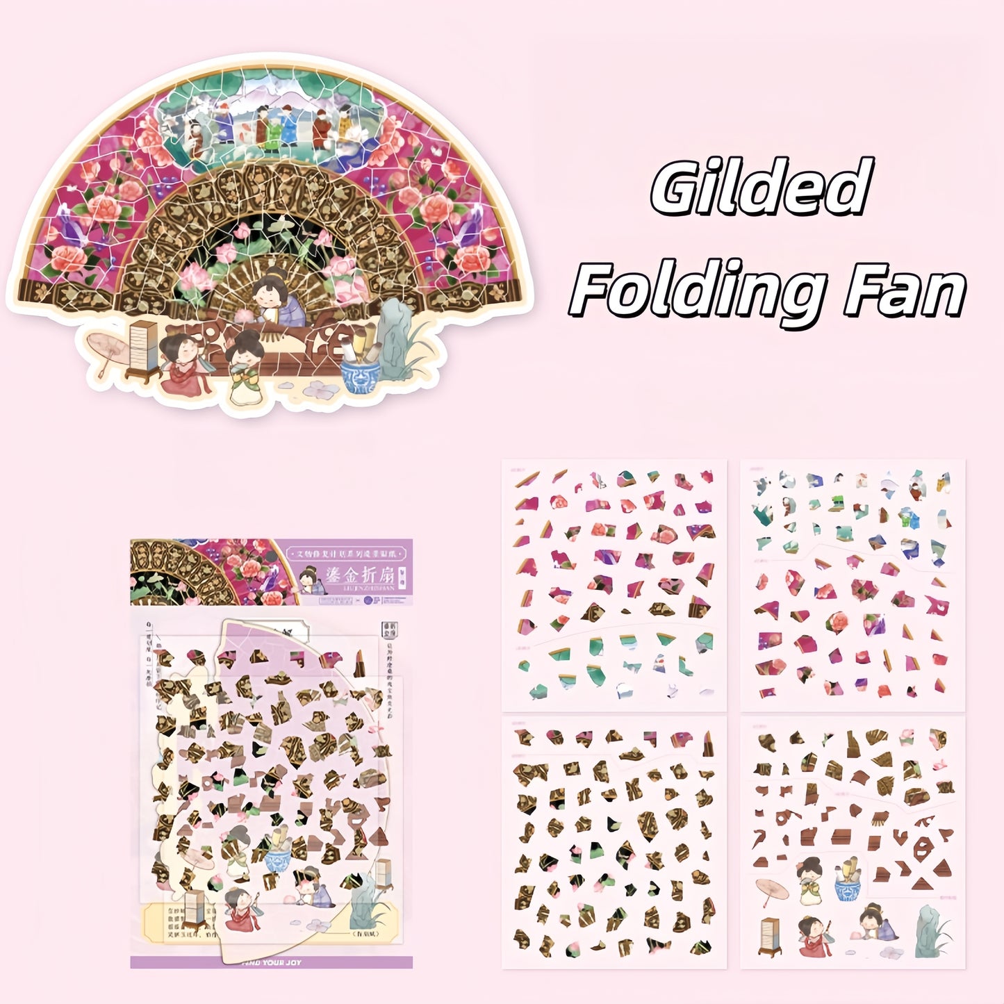 Oriental Elegance 3D Sticker | 4 Cute Miniature Scenes