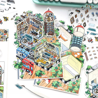 Wonder Shop 3D Sticker | 4 Cute Miniature Scenes