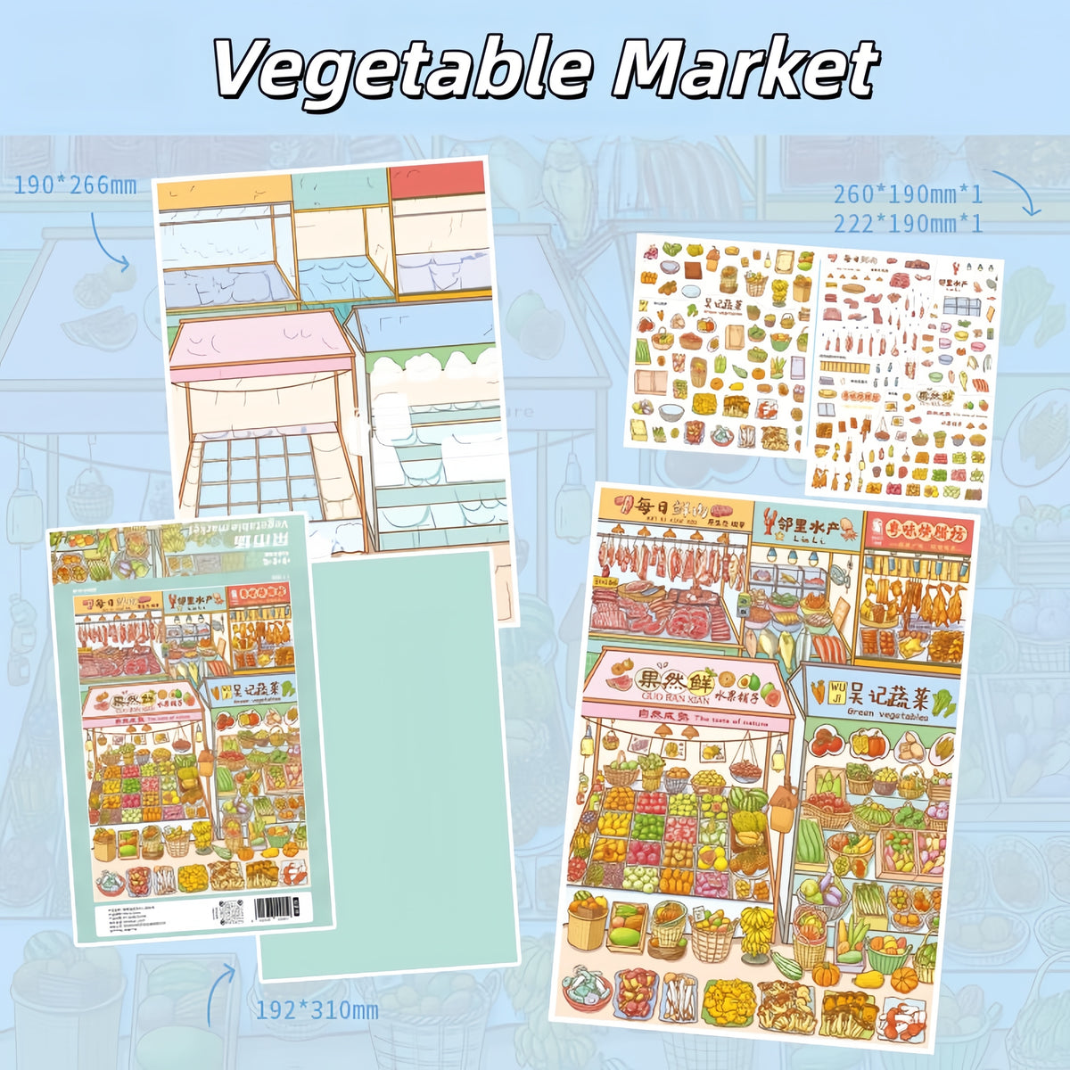 Market Days 3D Sticker | 2 Cute Miniature Scenes