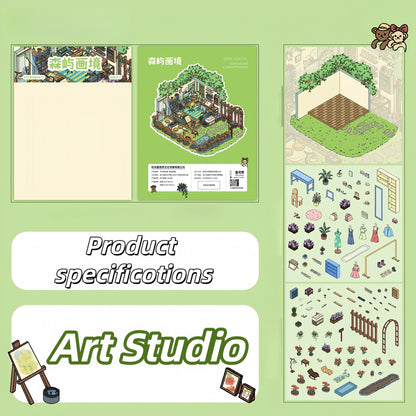 Artist's Home 3D Sticker | 4 Cute Miniature Scenes
