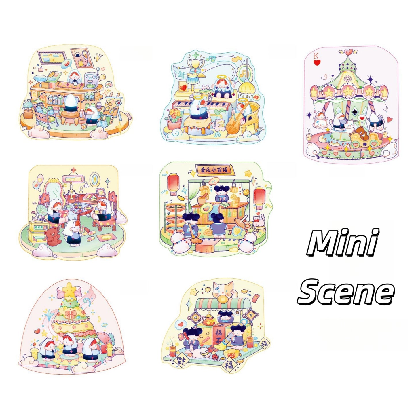 Mini Scene 3D Sticker | 7 Cute Miniature Scenes