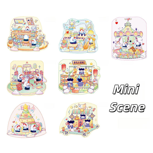 Mini Scene 3D Sticker | 7 Cute Miniature Scenes