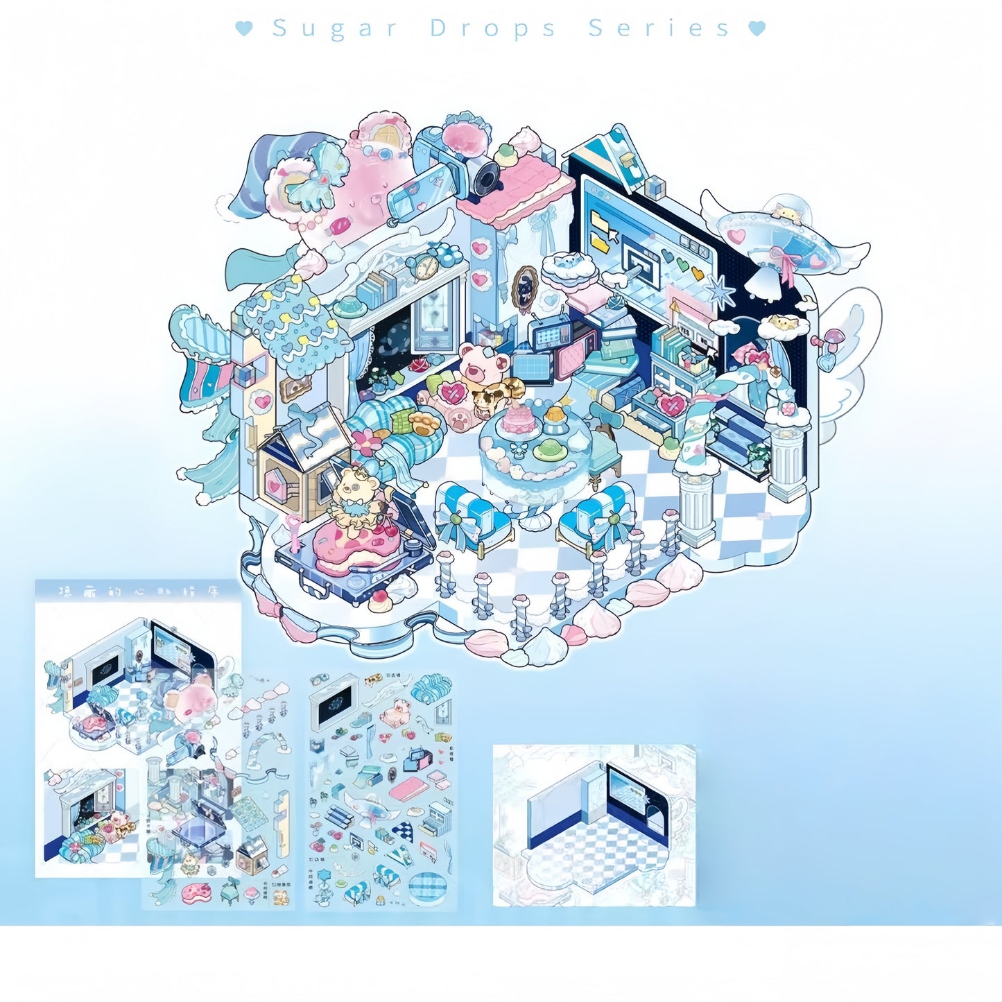 Sugar Drop Series 3D Sticker | 3 Cute Miniature Scenes