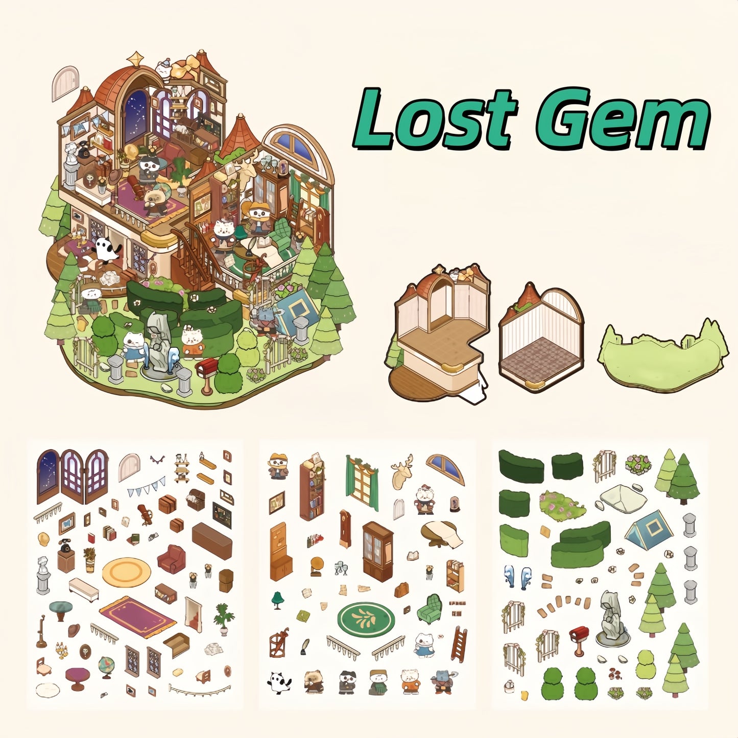 Secret Chamber Escape 3D Sticker | 4 Cute Miniature Scenes