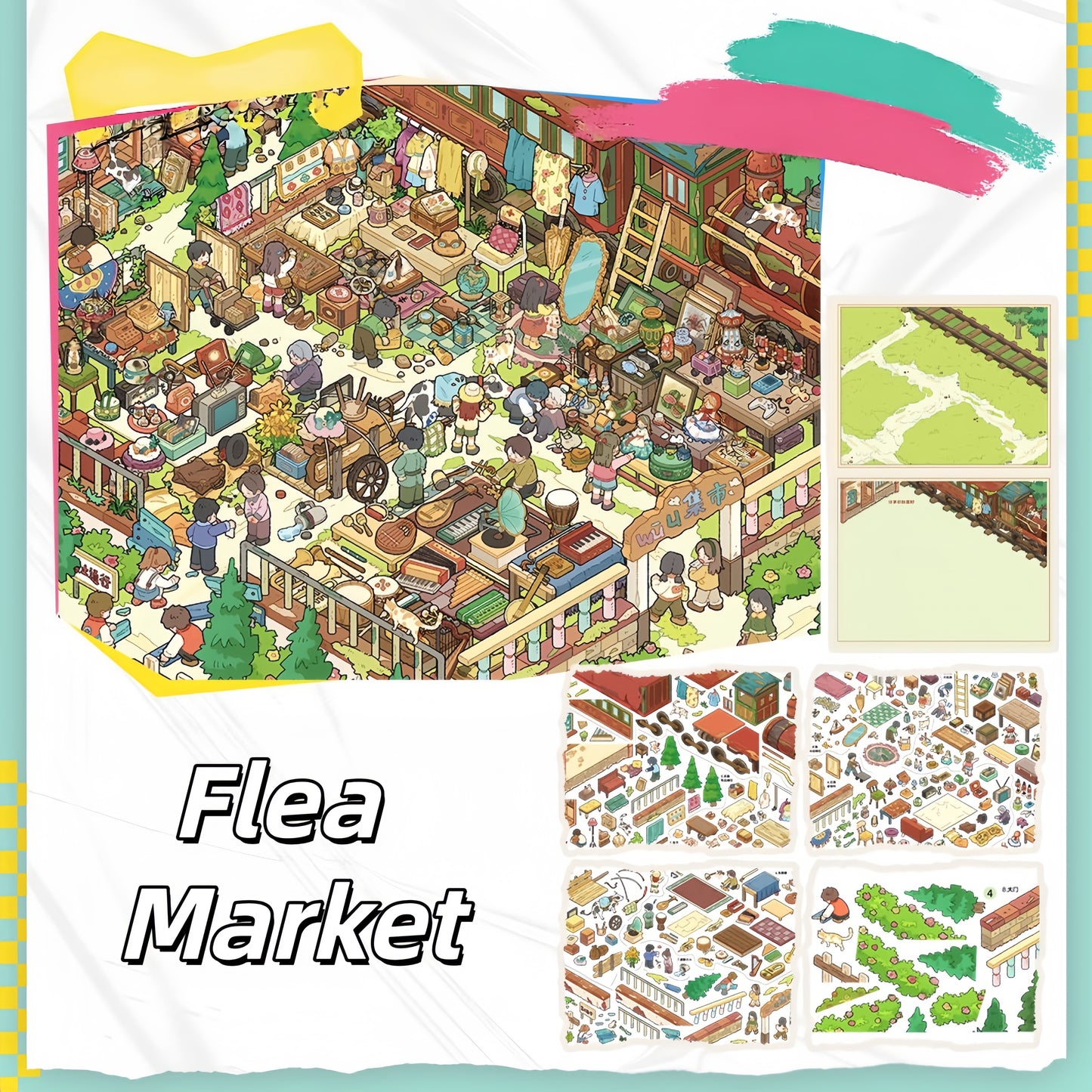 Market Hours 3D Sticker | 3 Cute Miniature Scenes
