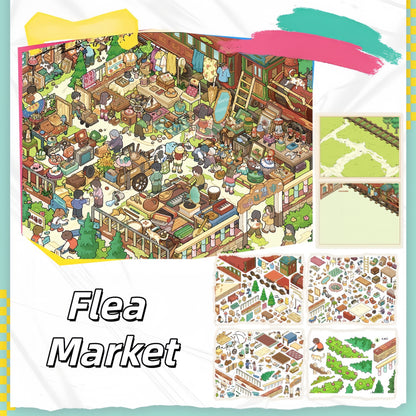 Market Hours 3D Sticker | 3 Cute Miniature Scenes