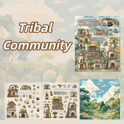 Capybara Community 3D Sticker | 4 Cute Miniature Scenes