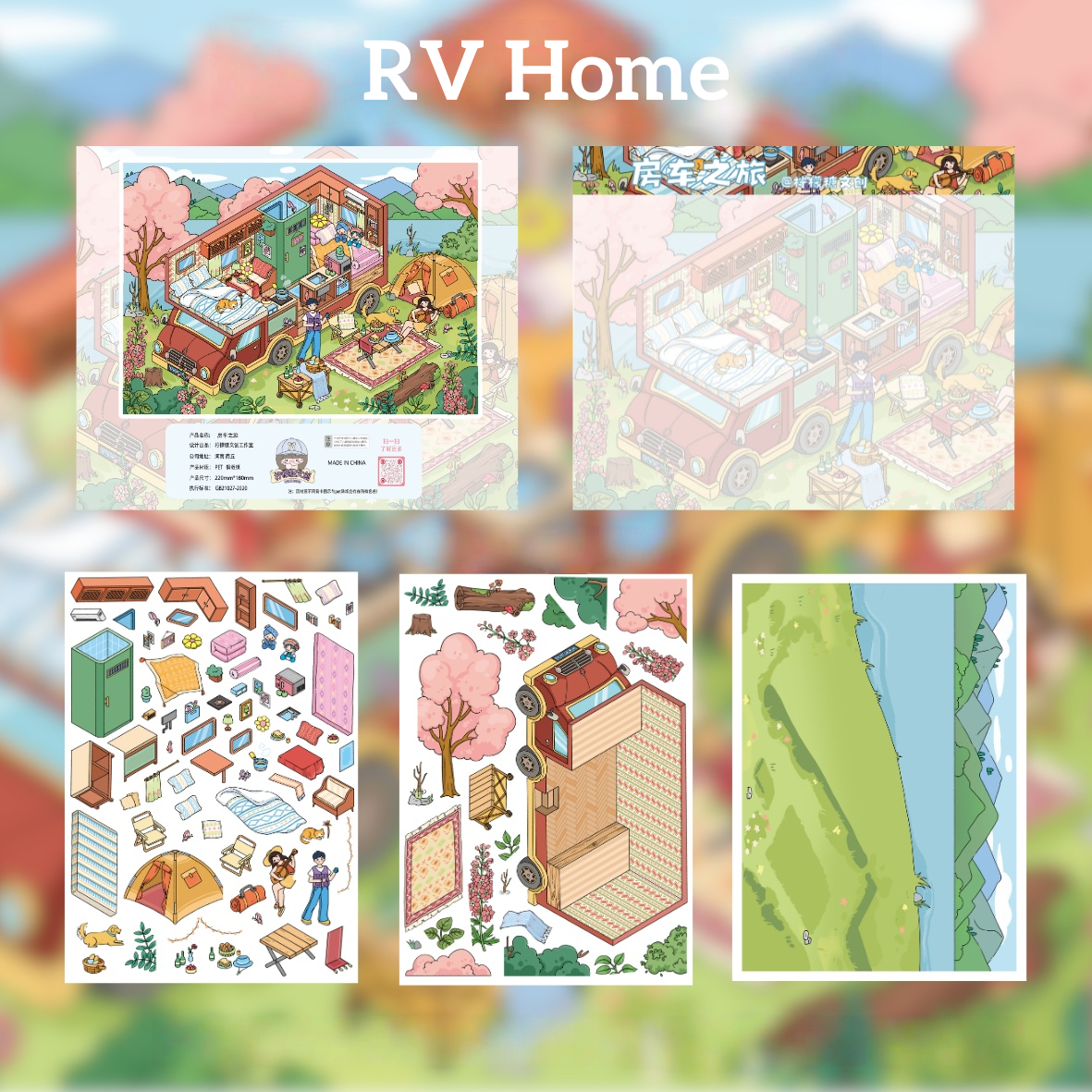 Roadtrip in China 3D Sticker | 6 Cute Miniature Scenes