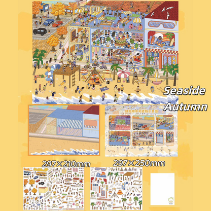 Four Seasons Street 3D Sticker | 4 Cute Miniature Scenes