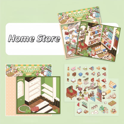 A Good Day to Stock Up 3D Sticker | 4 Cute Miniature Scenes
