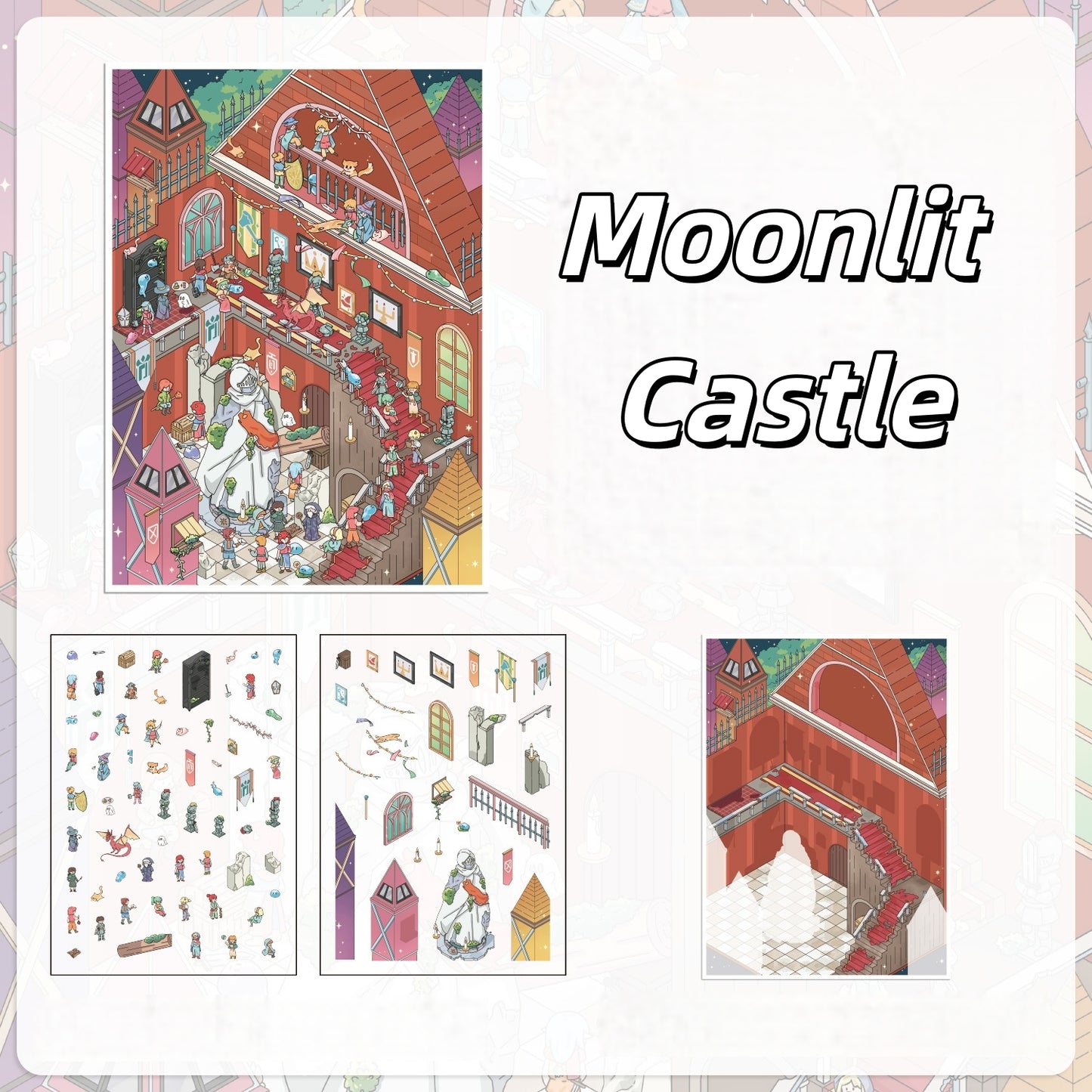 Adventure Notebook 3D Sticker | 4 Cute Miniature Scenes