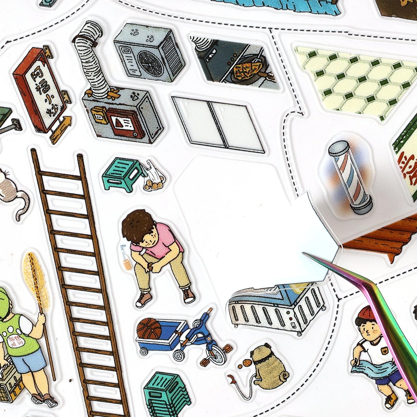 City Streetscape 3D Sticker | 3 Cute Miniature Scenes