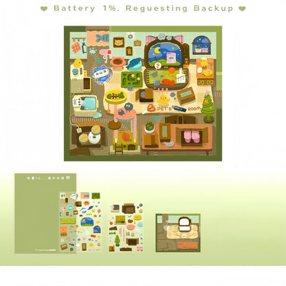 Cleaning Up Series 3D Sticker | 4 Cute Miniature Scenes