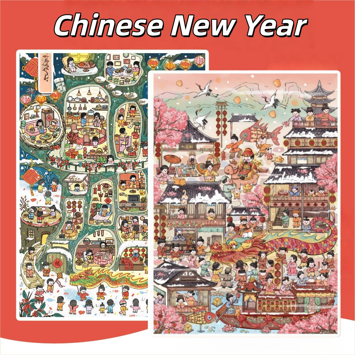 Chinese New Year 3D Sticker | 2 Cute Miniature Scenes
