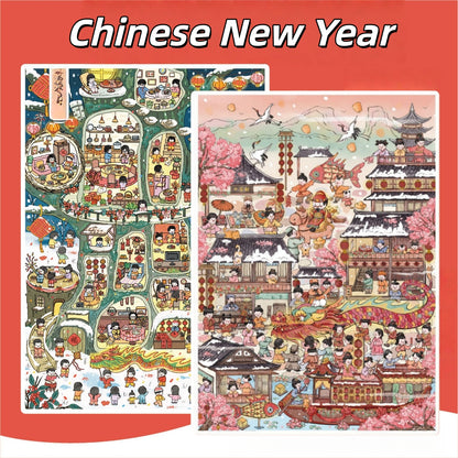 Chinese New Year 3D Sticker | 2 Cute Miniature Scenes