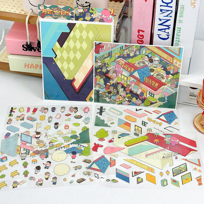 Leisurely Day 3D Sticker | 4 Cute Miniature Scenes