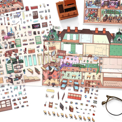 Colorful Cubicles 3D Sticker | 2 Cute Miniature Scenes