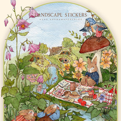 Hand-drawn Fairytale 3D Sticker | 4 Cute Miniature Scenes