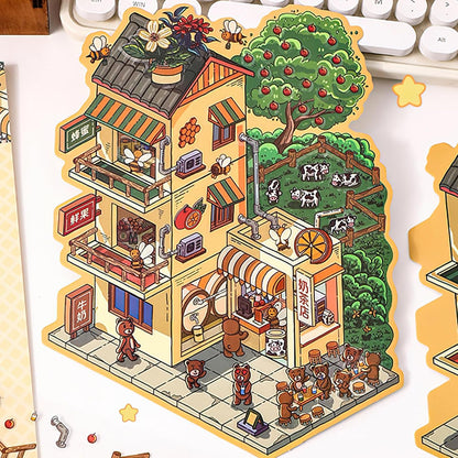 Miniature Shop 3D Sticker | 2 Cute Miniature Scenes