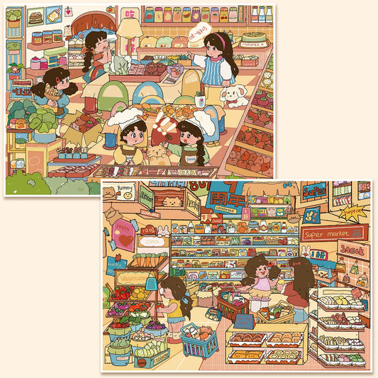 Childhood Shop 3D Sticker | 2 Cute Miniature Scenes