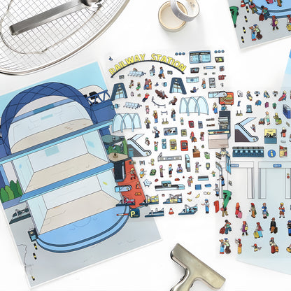 Simulation Management 3D Sticker | 2 Cute Miniature Scenes