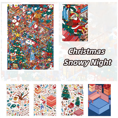 Christmas Streetscape 3D Sticker | 4 Cute Miniature Scenes