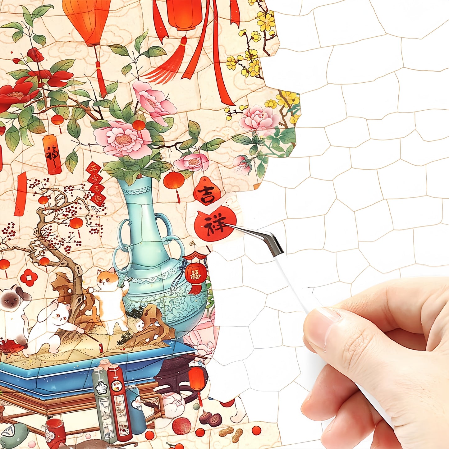 Celebrate the Spring Festival With Cats 3D Sticker | 2 Cute Miniature Scenes