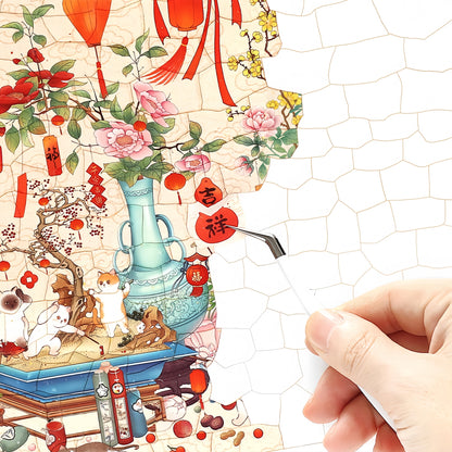 Celebrate the Spring Festival With Cats 3D Sticker | 2 Cute Miniature Scenes