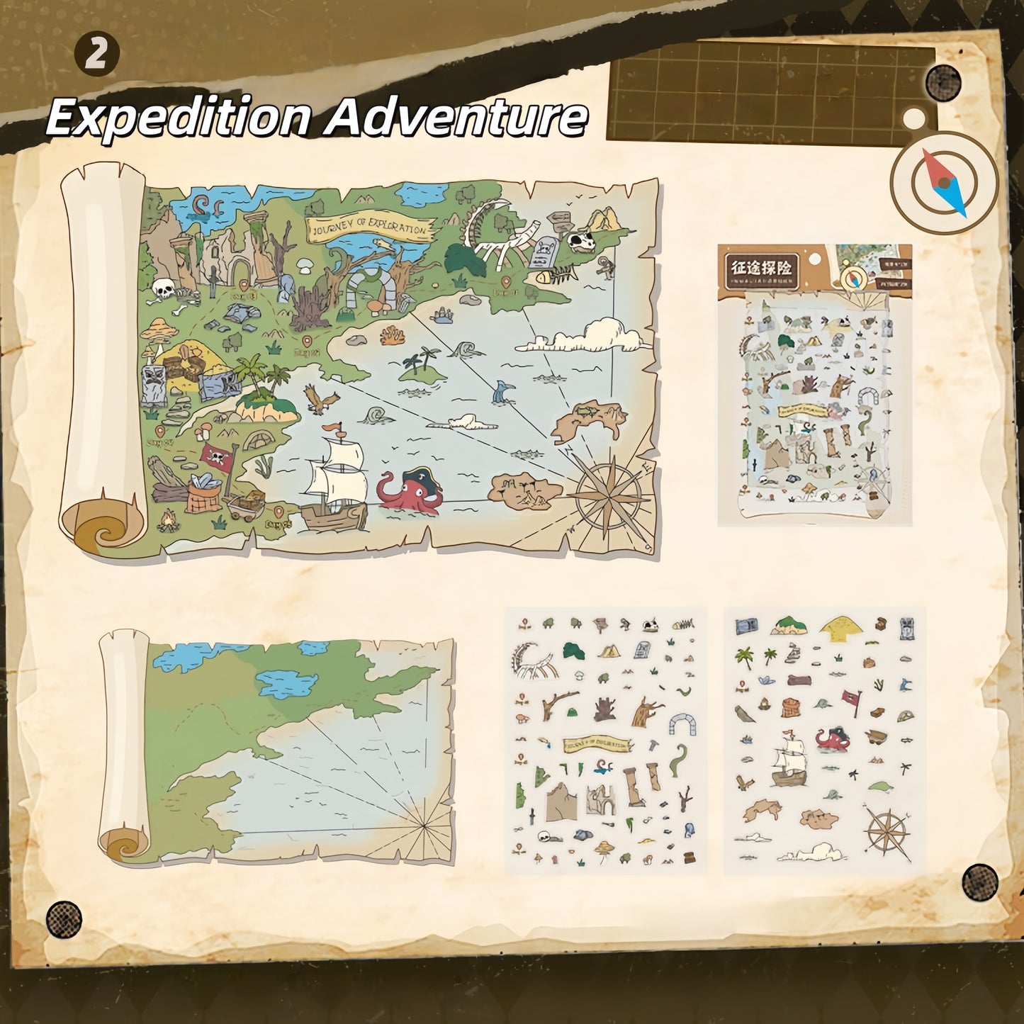 Exploration Notes 3D Sticker | 2 Cute Miniature Scenes