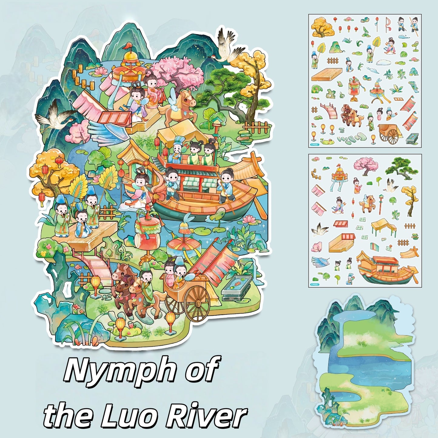 Traditional Famous Paintings 3D Sticker | 4 Cute Miniature Scenes