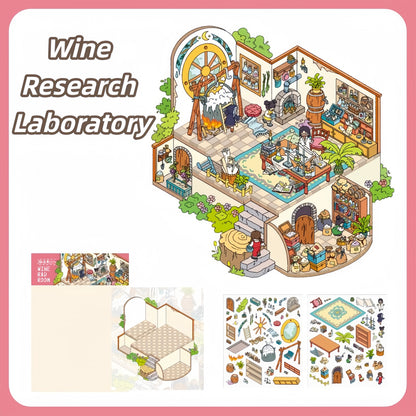 Wine Winery 3D Sticker | 4 Cute Miniature Scenes