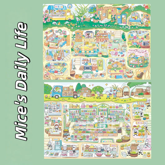 Mice's Daily Life 3D Sticker | 2 Cute Miniature Scenes
