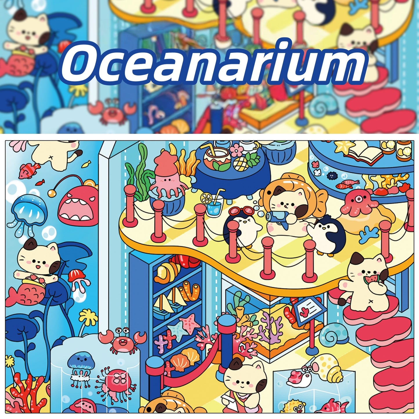 Exhibition Hall 3D Sticker | 4 Cute Miniature Scenes